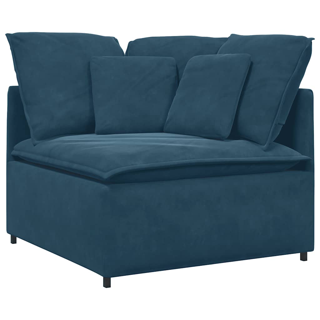 Sofá modular com almofadas veludo azul
