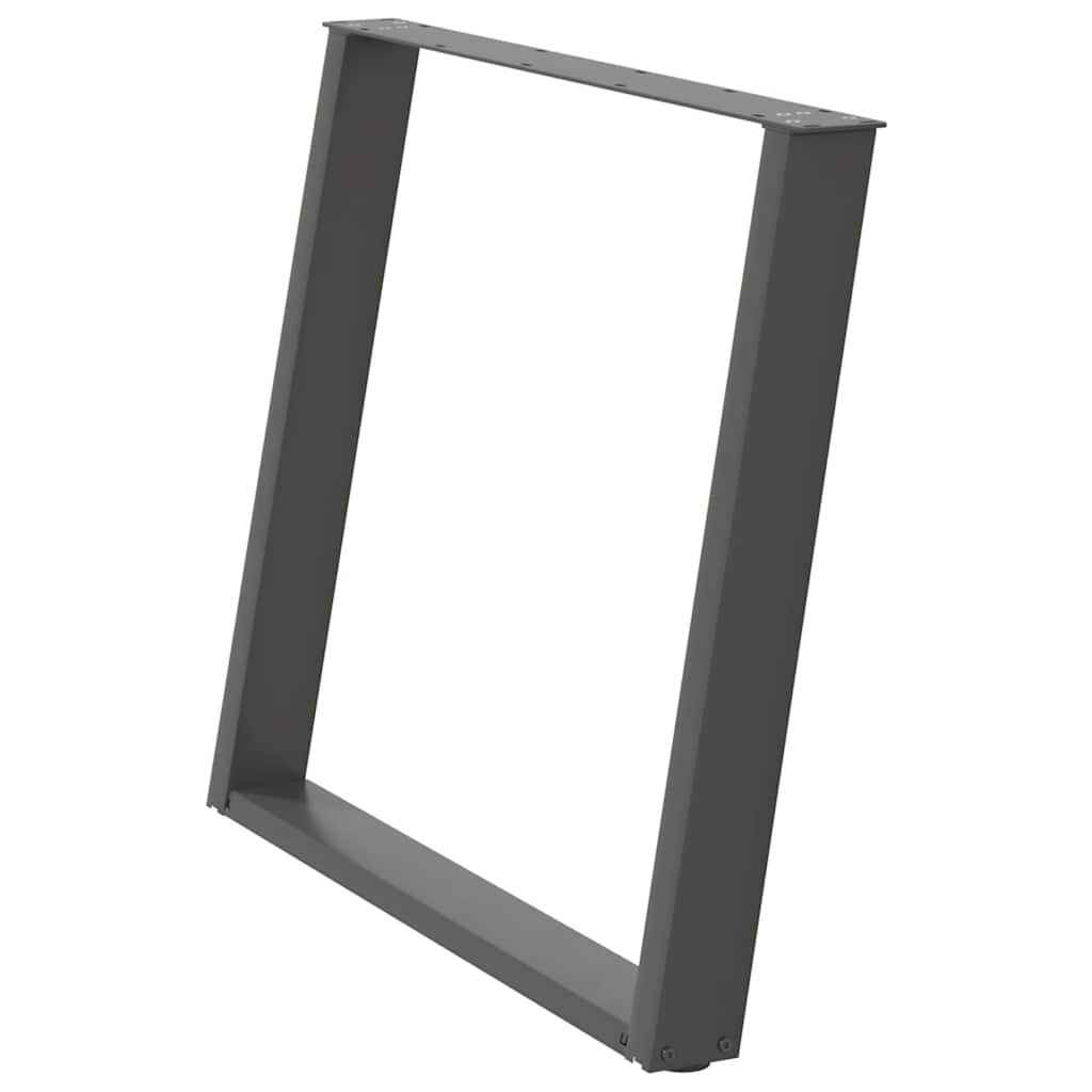 Pés para mesa de jantar em formato de u, 2 peças, antracite, 90x (72-73) cm, aço