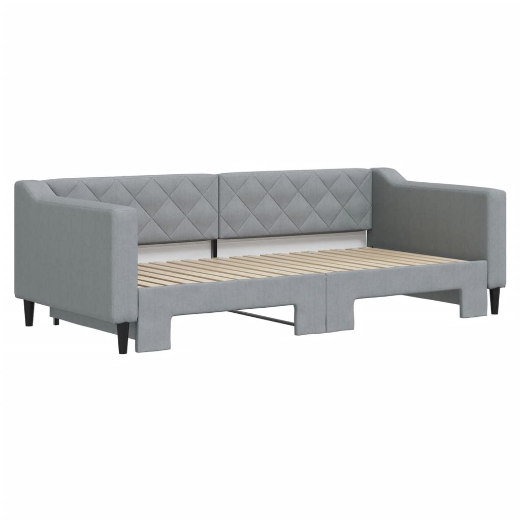 Sofá-cama com gavetão 90x190 cm tecido cinzento-claro