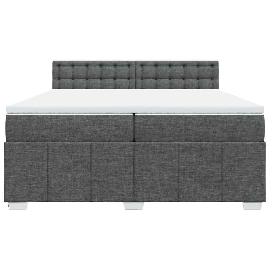 Cama com molas/colchão 200x200 cm tecido cinzento-escuro