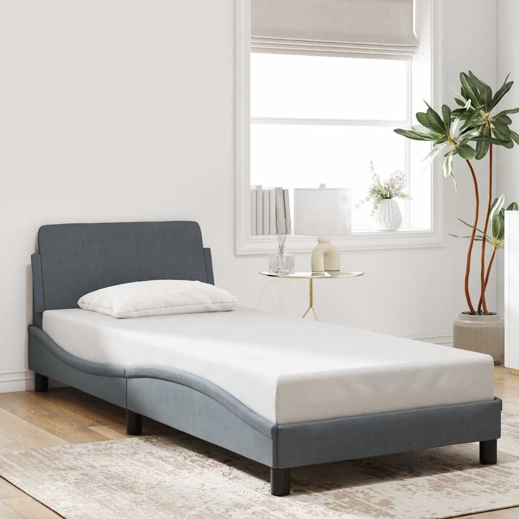 Estrutura de cama dover 90x200 cm veludo cinzento-escuro