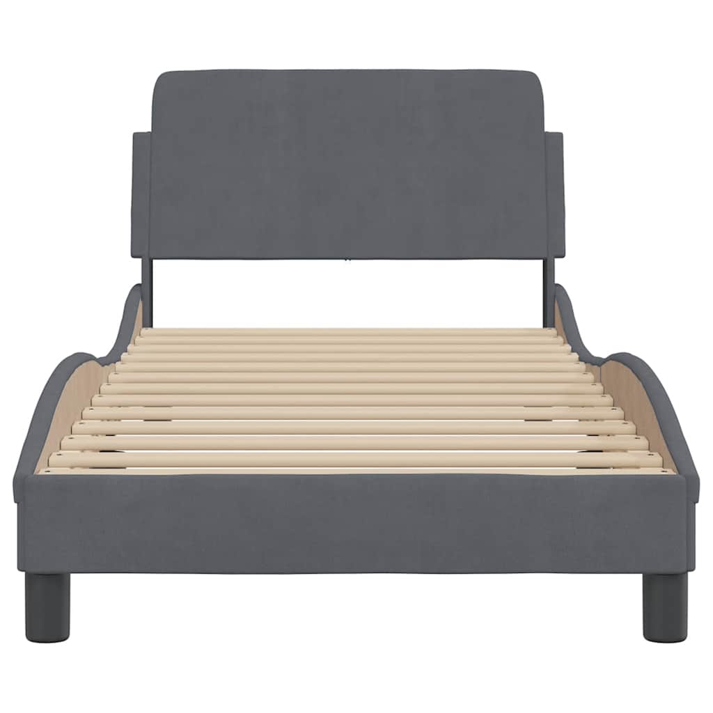 Estrutura de cama dover 90x200 cm veludo cinzento-escuro