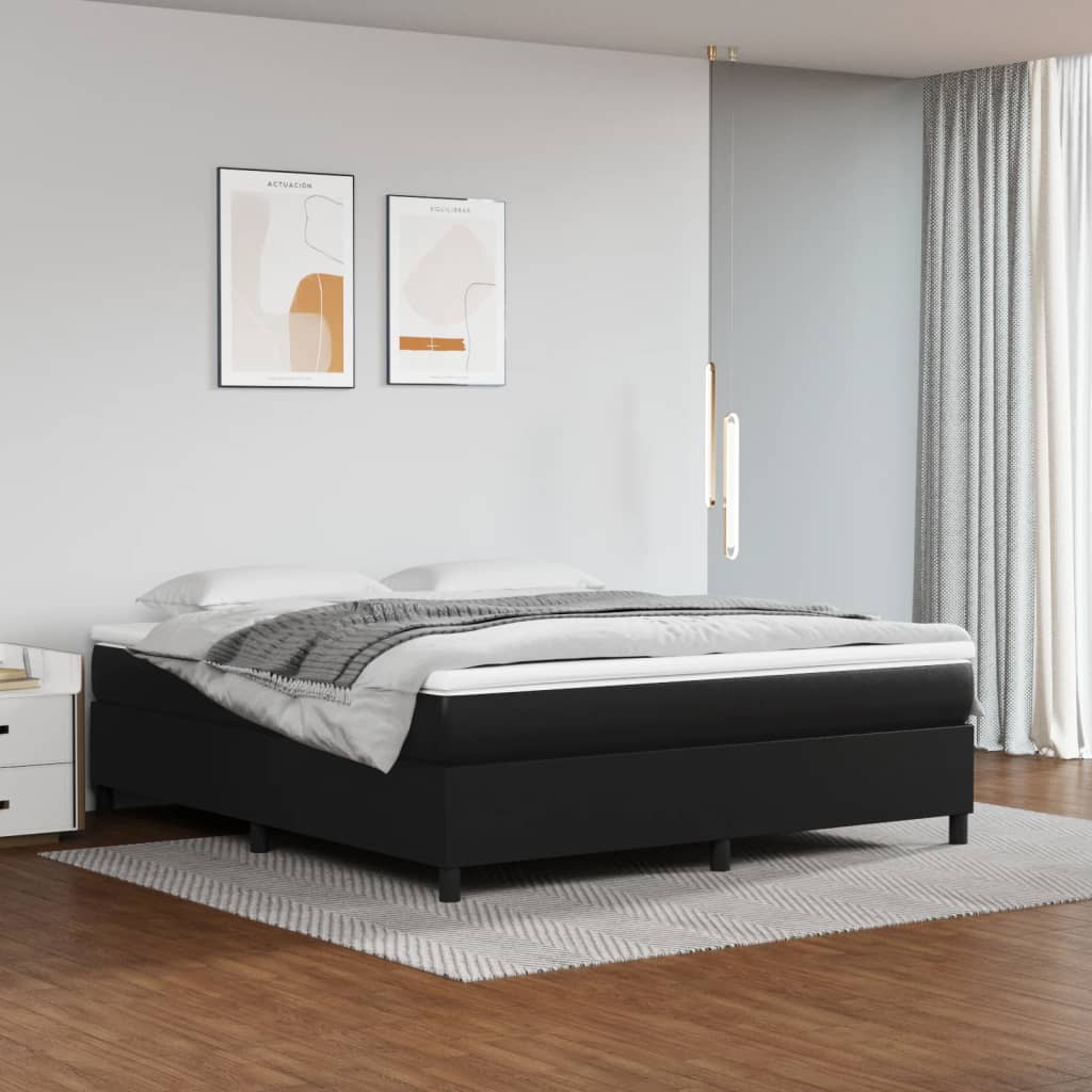 Estrutura de cama com molas 160x200 cm couro artificial preto