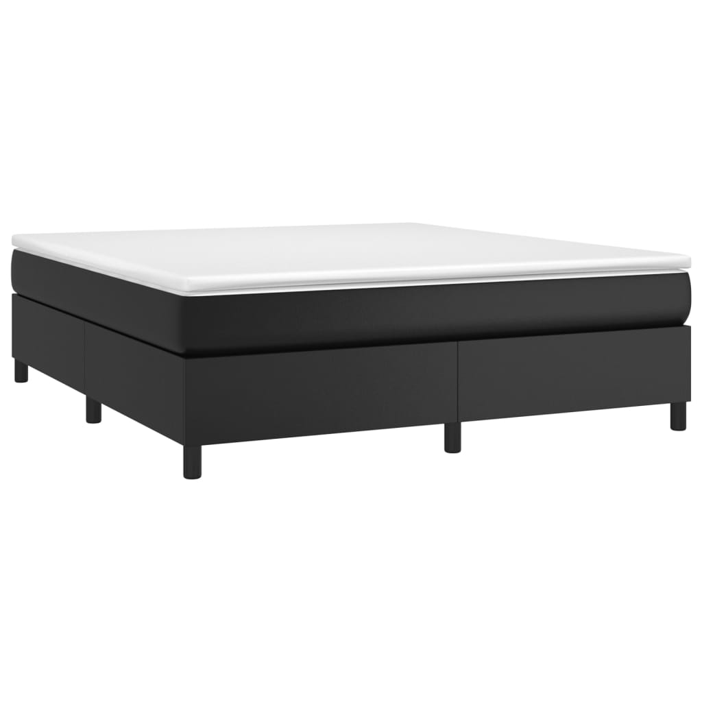 Estrutura de cama com molas 160x200 cm couro artificial preto