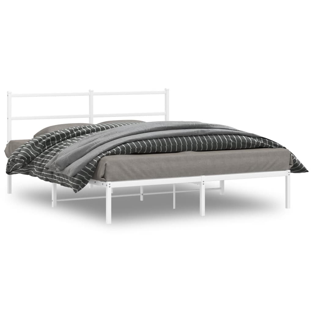 Estrutura de cama com cabeceira 160x200 cm metal branco