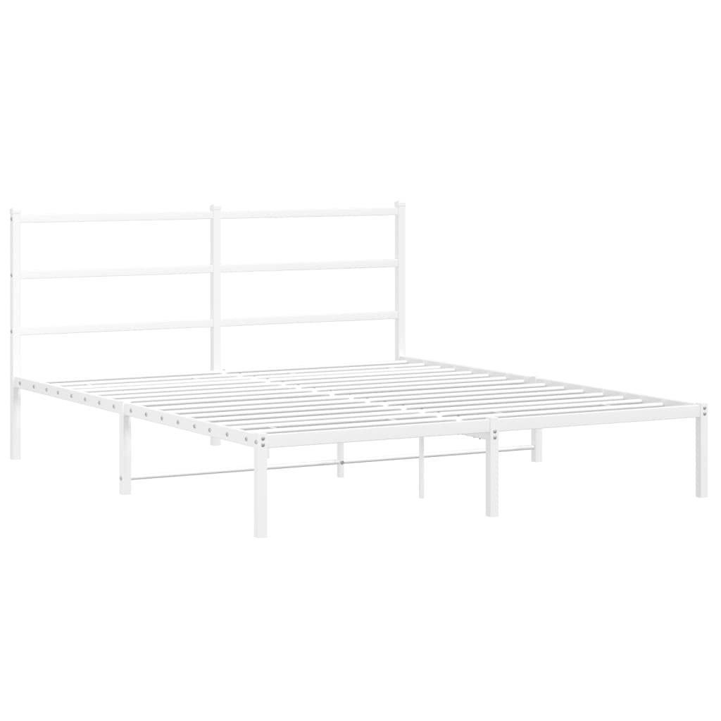 Estrutura de cama com cabeceira 160x200 cm metal branco