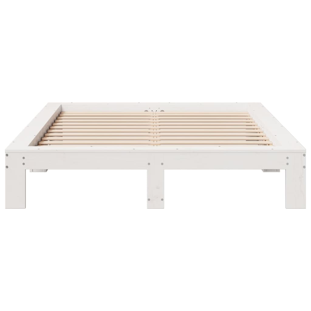 Cama sem colchão 160x200 cm madeira de pinho maciça branco