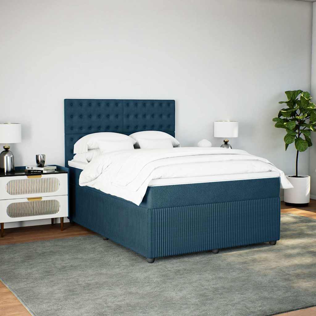 Cama com molas/colchão 160x200 cm veludo azul