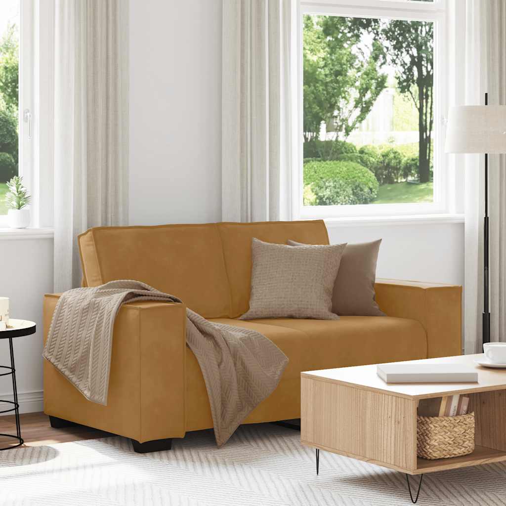 Sofá de 2 lugares veludo 160x78x84 cm castanho