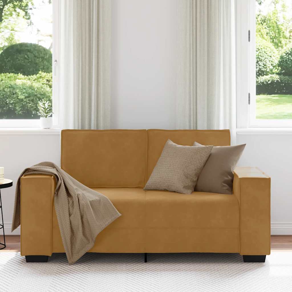 Sofá de 2 lugares veludo 160x78x84 cm castanho