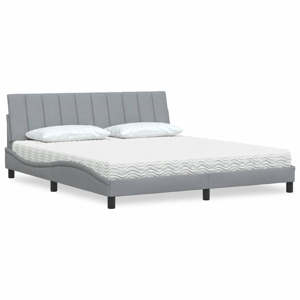Cama com colchão hanko 180x200 cm tecido cinzento-claro