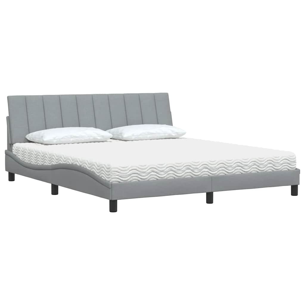 Cama com colchão hanko 180x200 cm tecido cinzento-claro