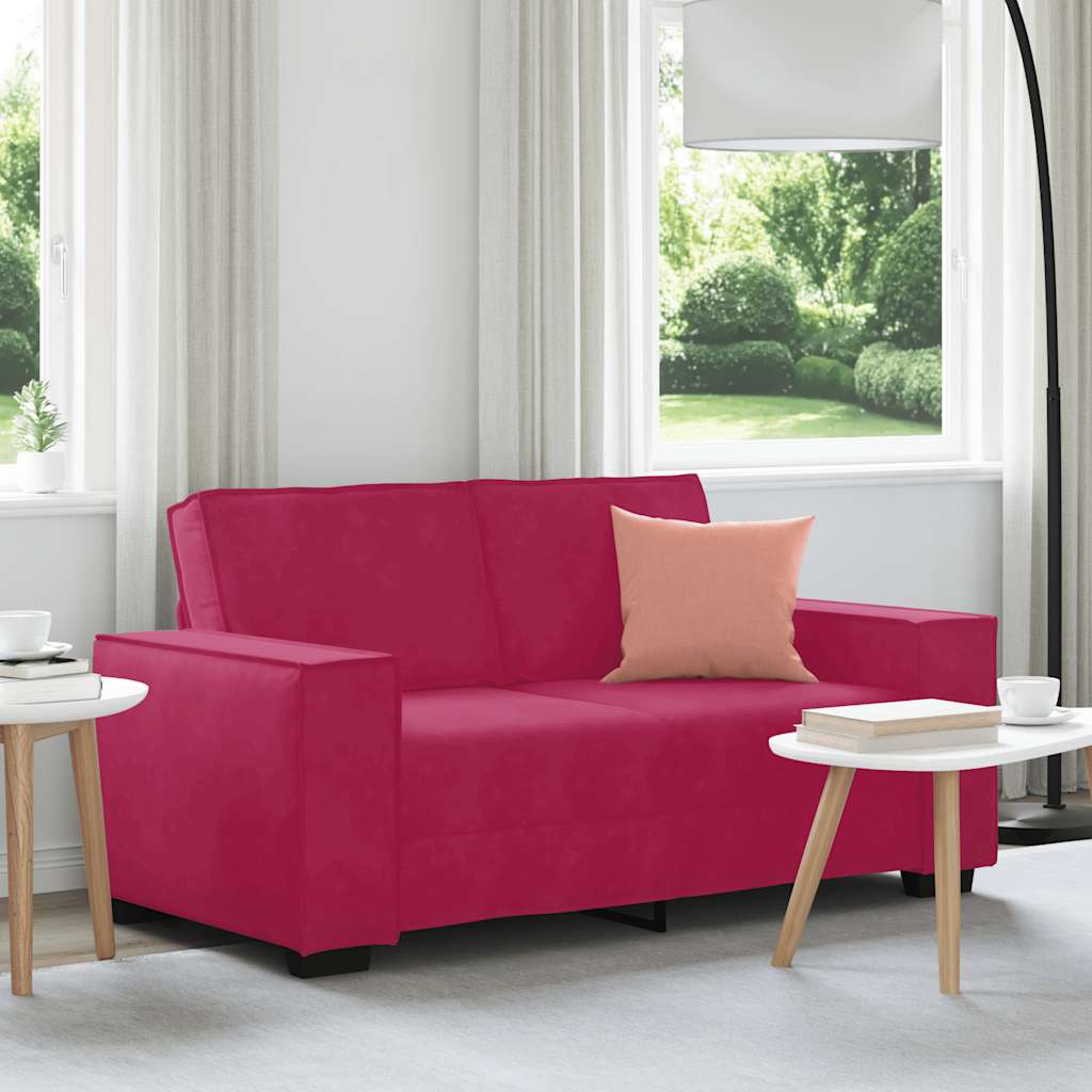 Sofá de 2 lugares veludo 160x78x84 cm vermelho tinto