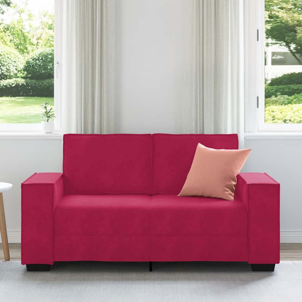 Sofá de 2 lugares veludo 160x78x84 cm vermelho tinto