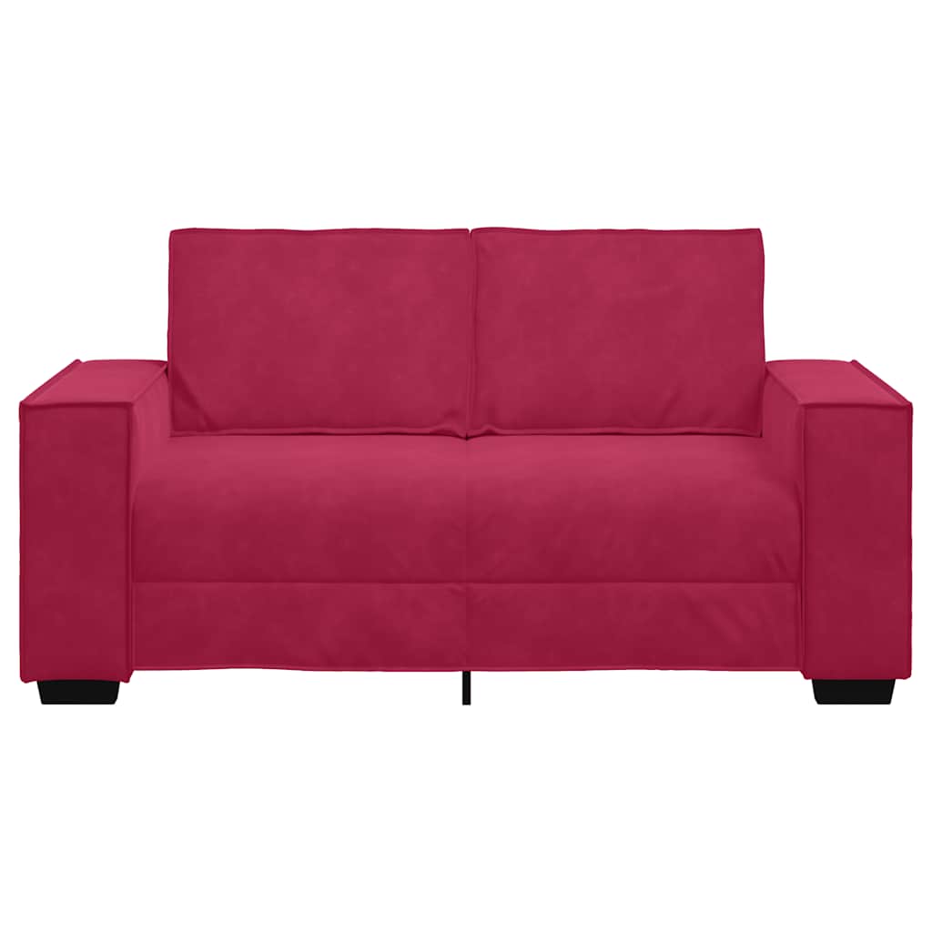 Sofá de 2 lugares veludo 160x78x84 cm vermelho tinto