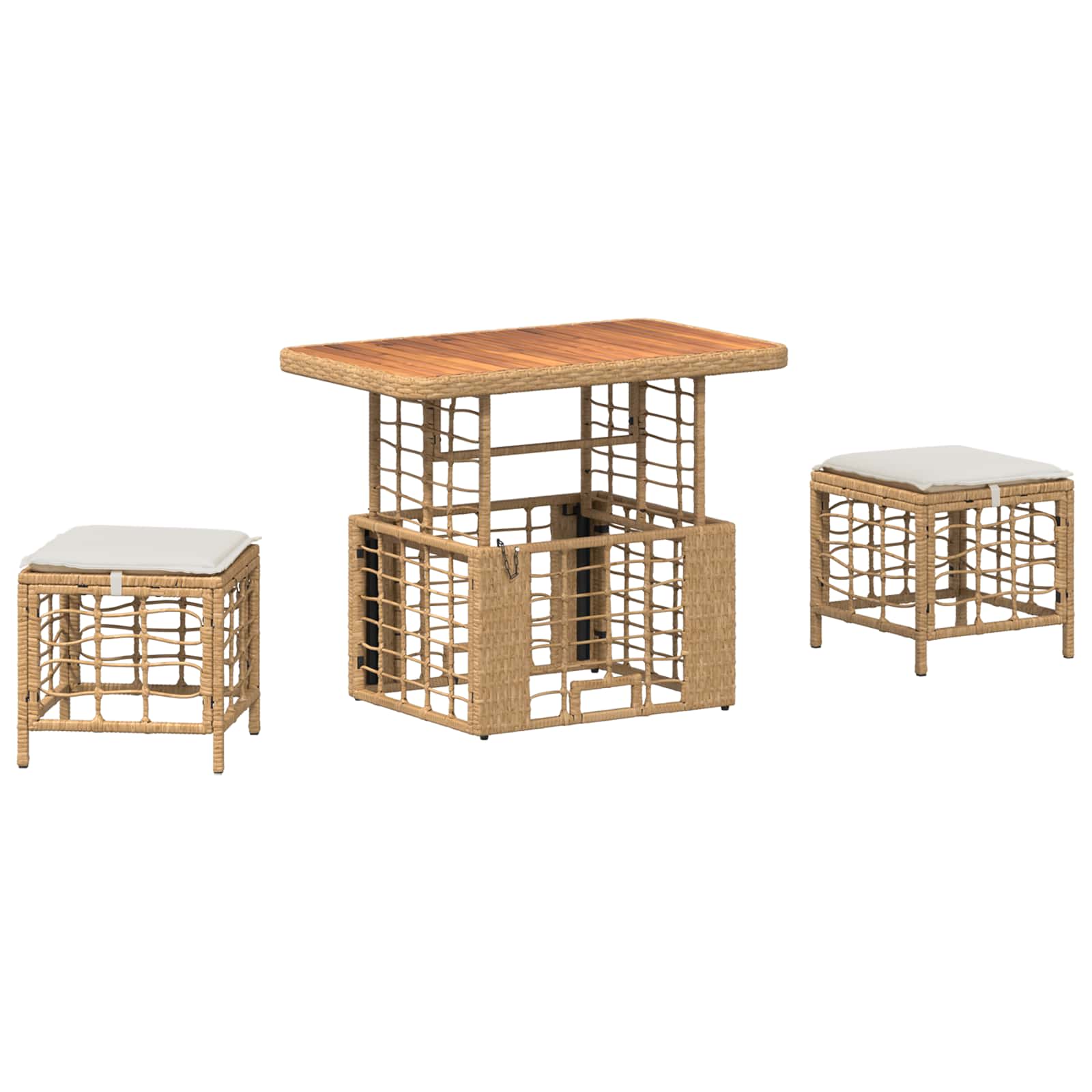 Conjunto de jantar para jardim 3 unid. natural e branco