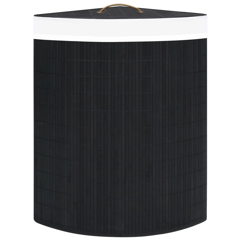 Cesto de canto para roupa suja 60 l bambu preto
