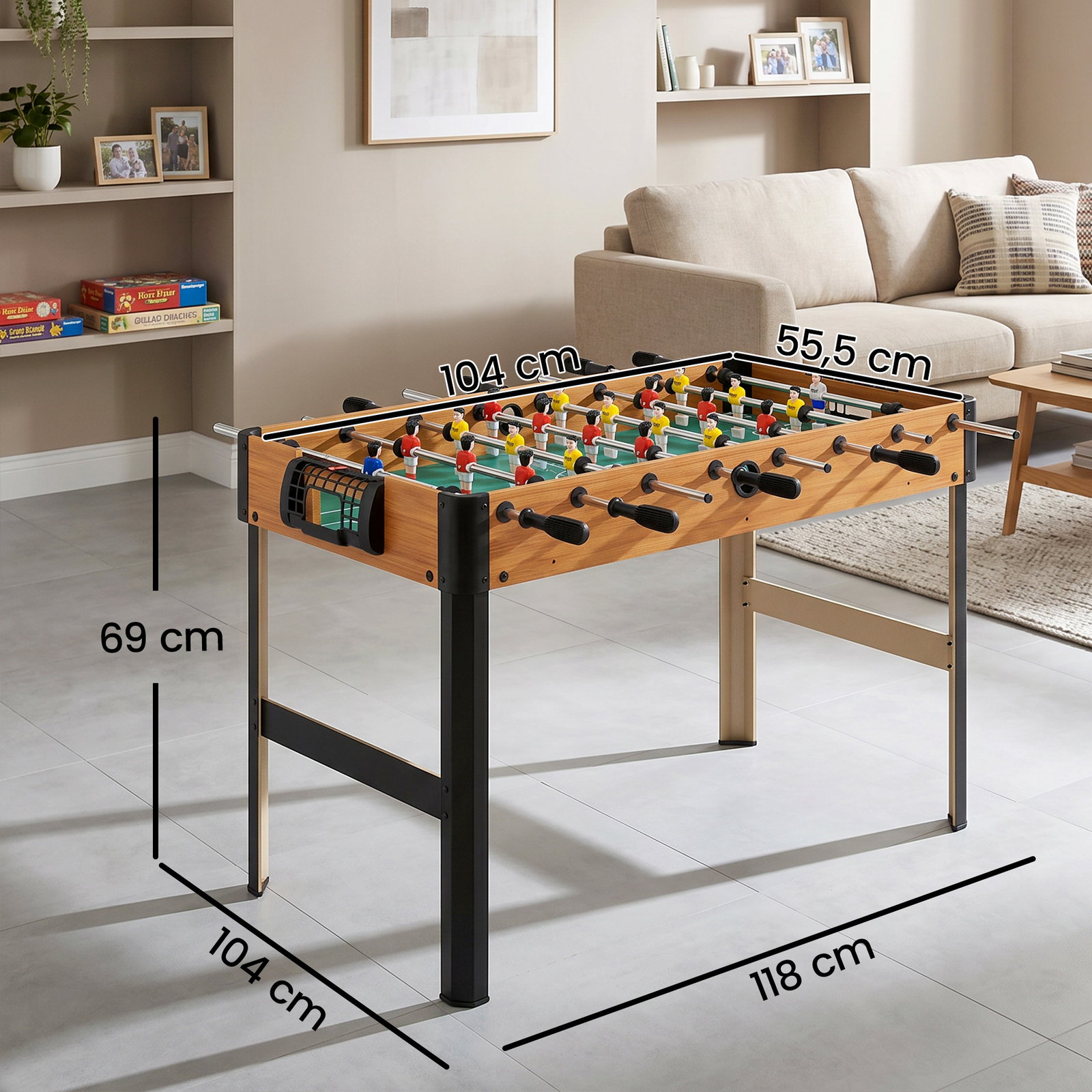 Matraquilho para crianças acima de 7 anos com 2 bolas 8 hastes 2 marcadores de pontos 22 jogadores 118x104x69cm multicor
