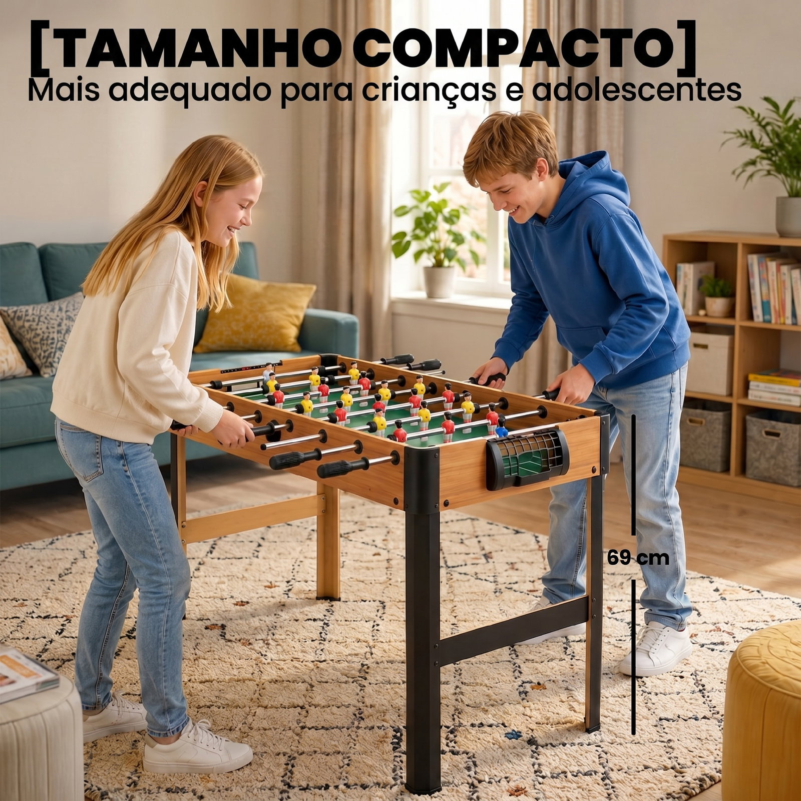 Matraquilho para crianças acima de 7 anos com 2 bolas 8 hastes 2 marcadores de pontos 22 jogadores 118x104x69cm multicor