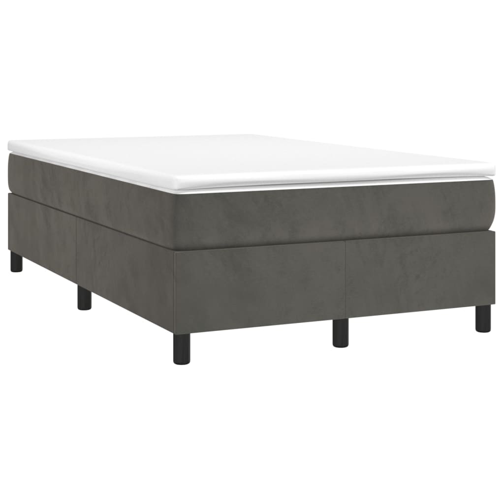 Estrutura de cama com molas 120x200 cm veludo cinzento-escuro