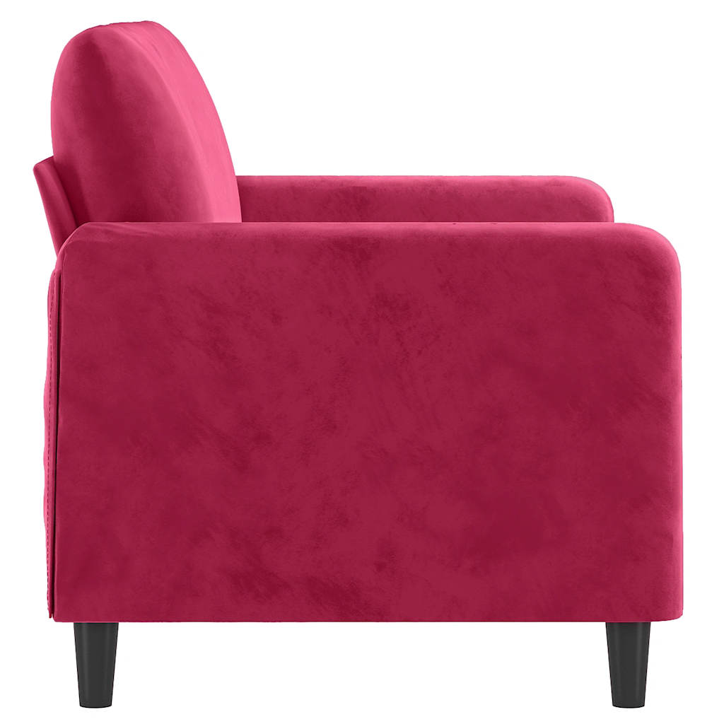 Sofá de 2 lugares veludo 120 cm vermelho tinto