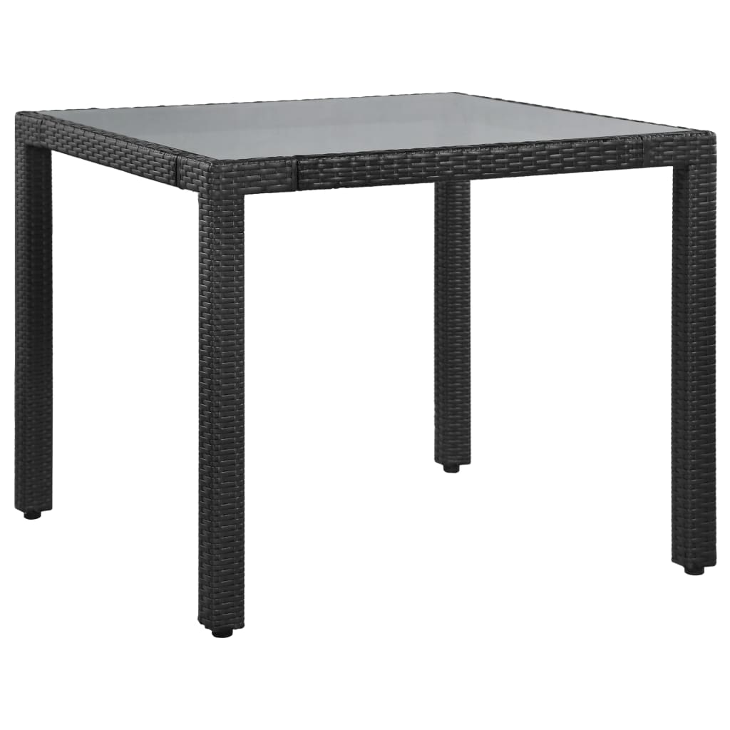 5 Pcs conjunto de jantar para jardim vime PE preto