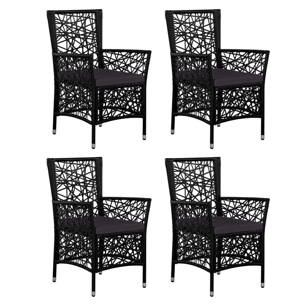 5 Pcs conjunto de jantar para jardim vime PE preto