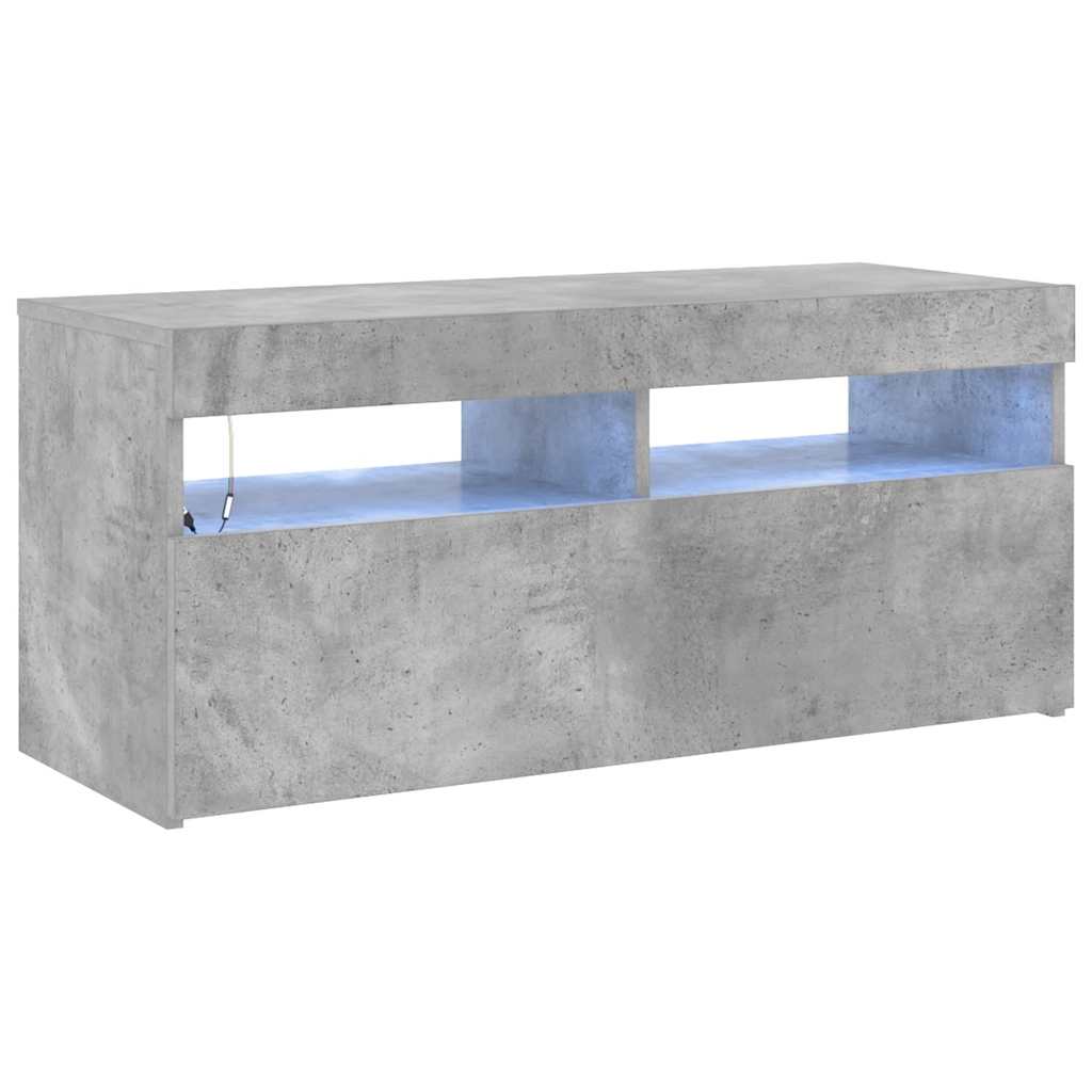 Móvel de TV com luzes LED 90x35x40 cm cinzento cimento