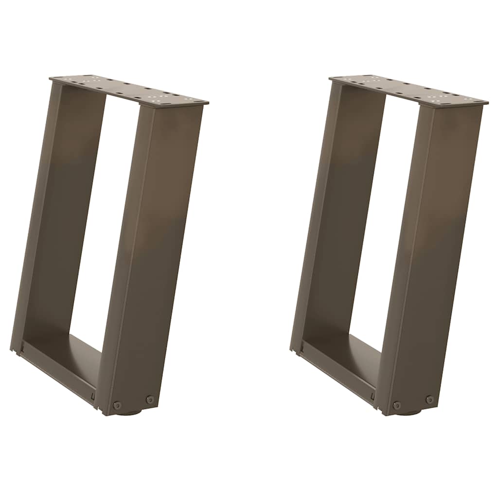 Pés para mesa de centro em formato de u, 2 peças, aço natural, 38 x (42-43) cm, aço