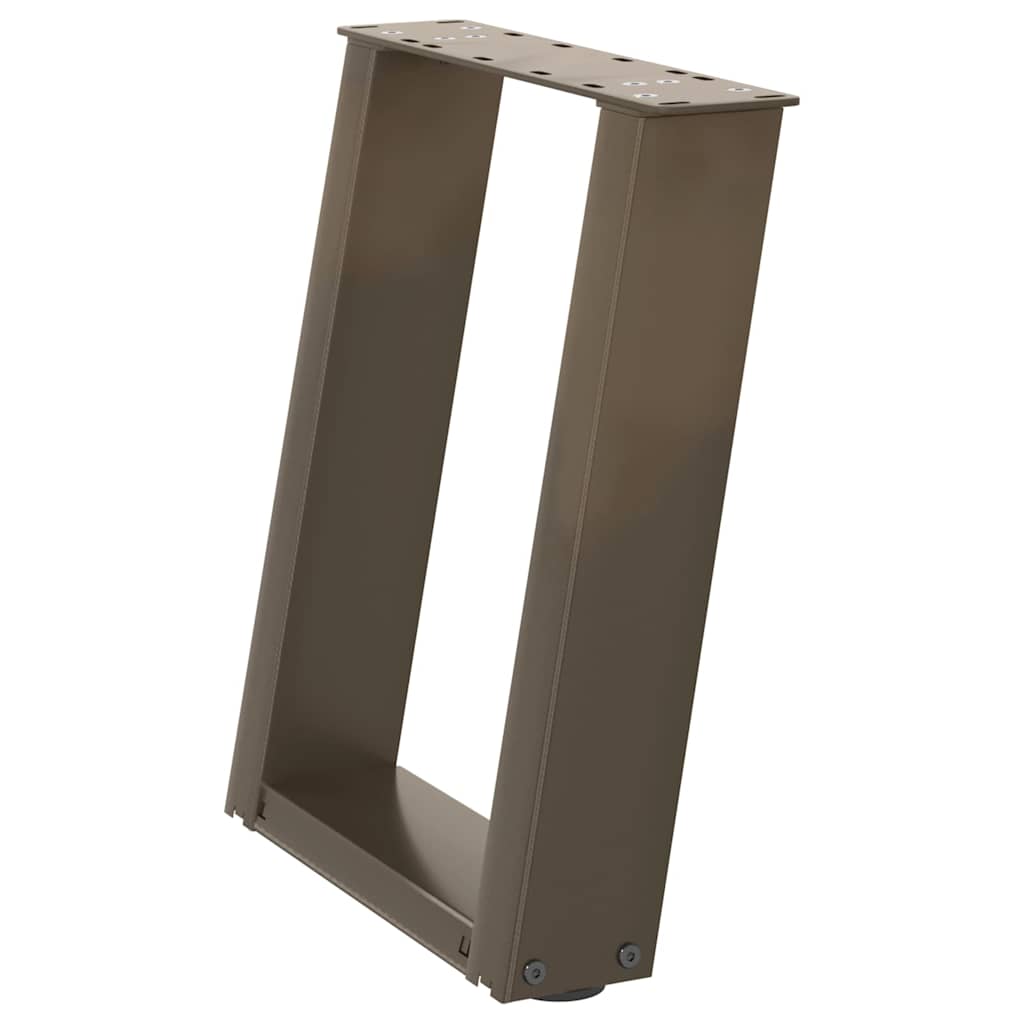 Pés para mesa de centro em formato de u, 2 peças, aço natural, 38 x (42-43) cm, aço
