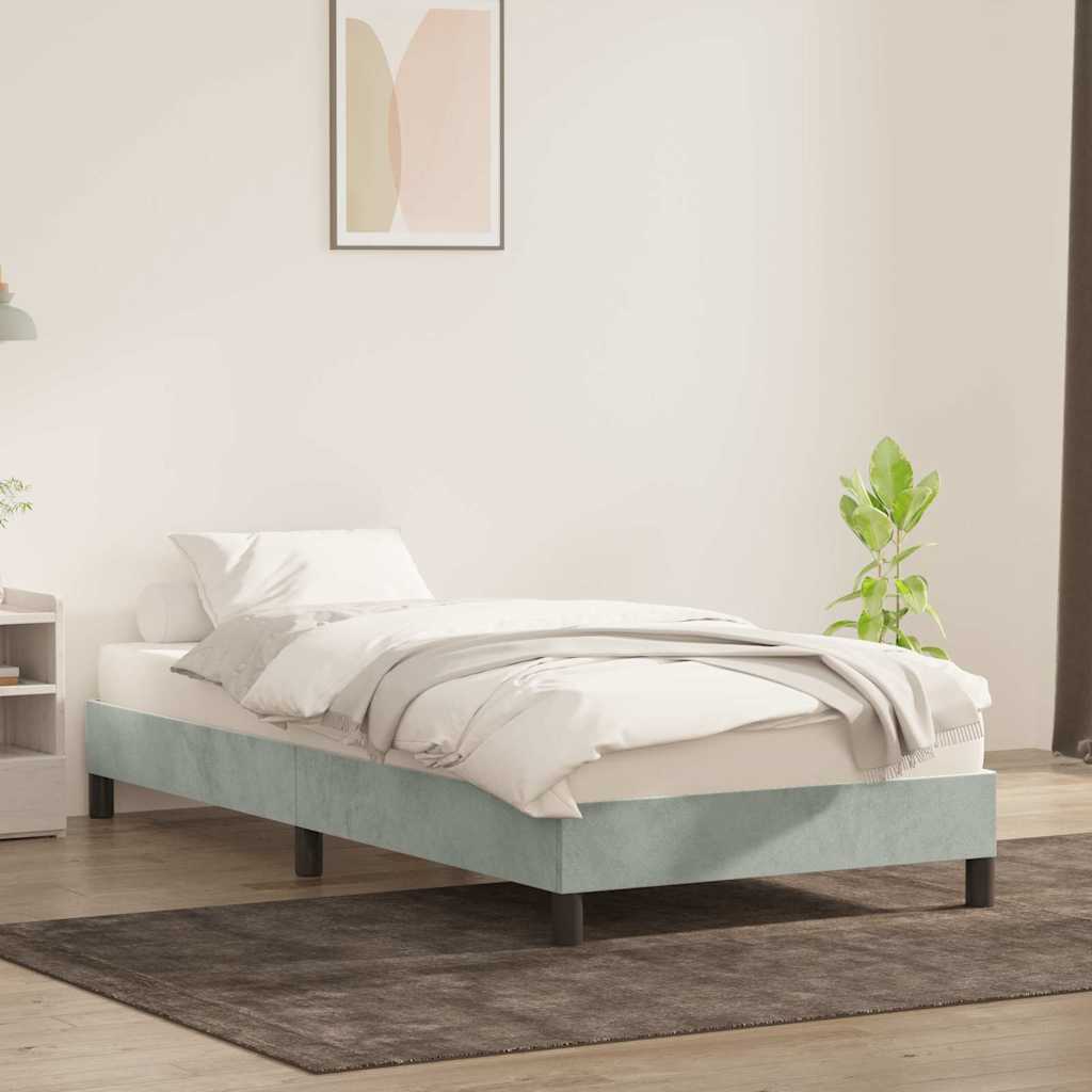 Estrutura de cama sem colchão 90x210 cm veludo cinzento-claro