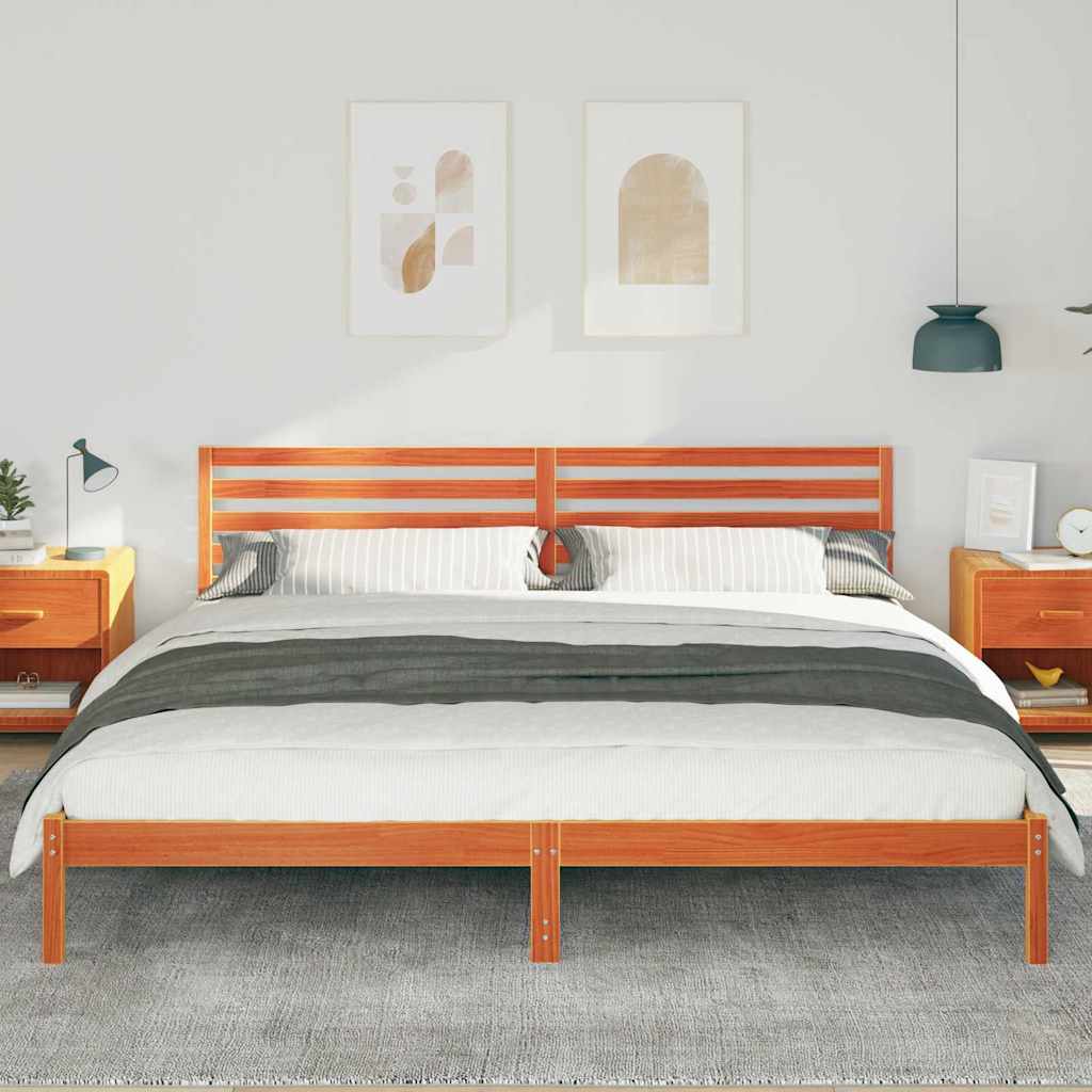 Estrutura da cama com cabeceira marrom cera 200 x 210 cm