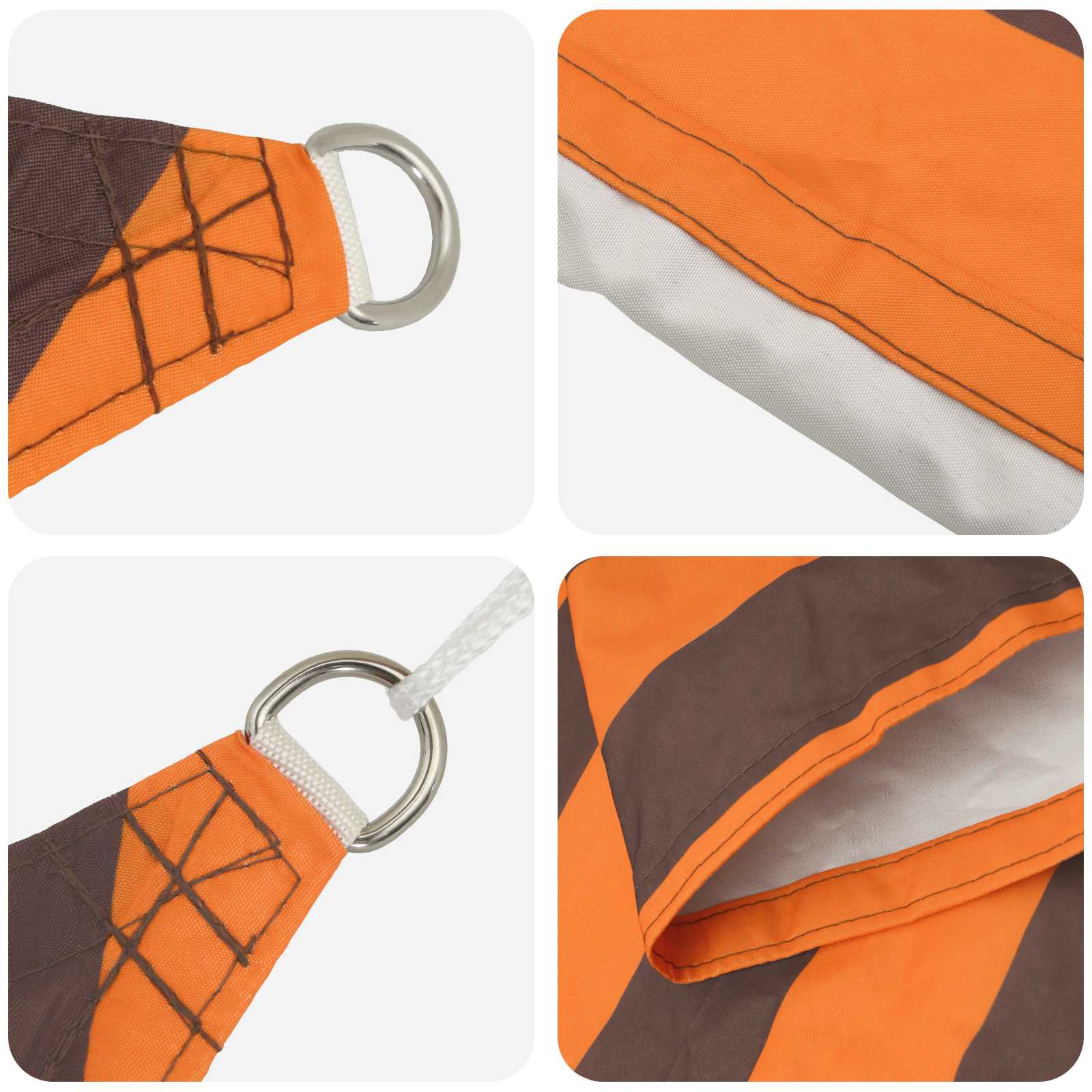 Vela de sombra solar laranja e marrom 2,5 x 2,5 m