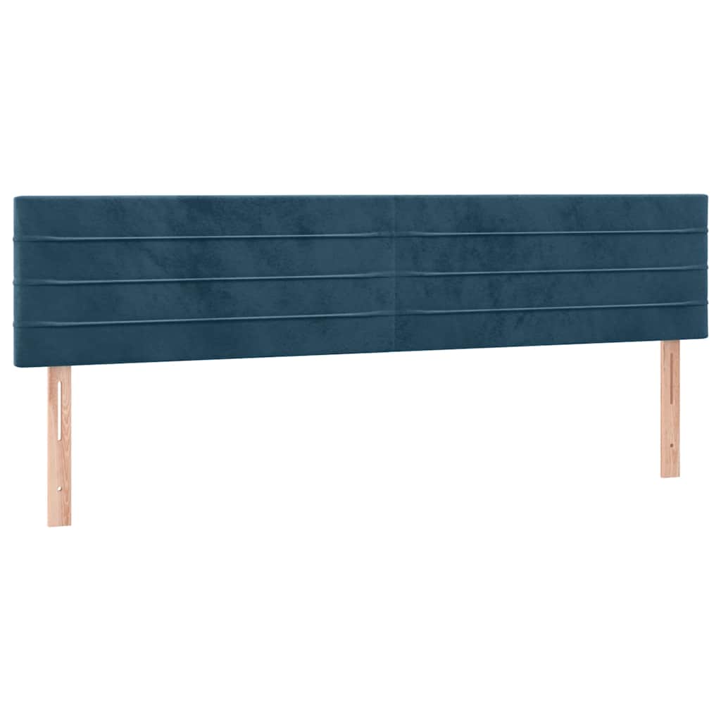 Cabeceira de cama c/ luzes LED veludo 180x5x78/88cm azul-escuro