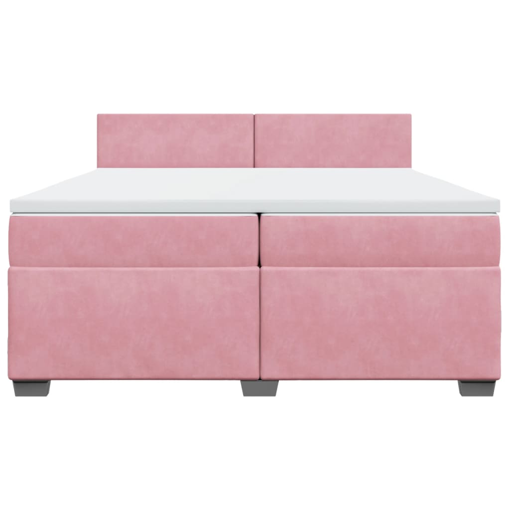 Cama com molas/colchão 200x200 cm veludo rosa