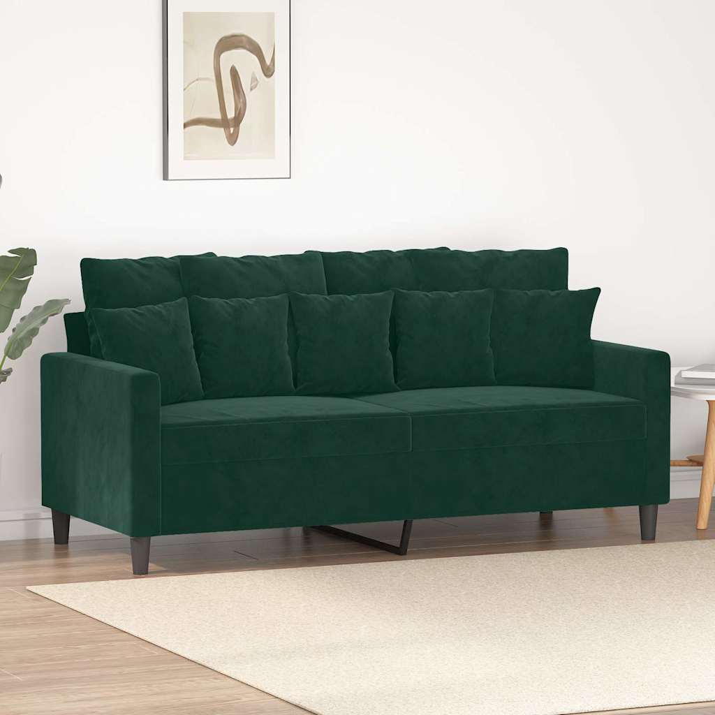 Sofá de 2 lugares 140 cm veludo verde-escuro
