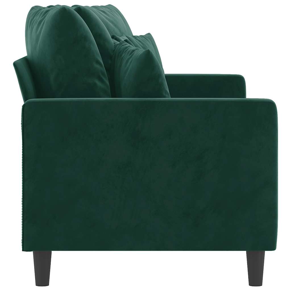Sofá de 2 lugares 140 cm veludo verde-escuro