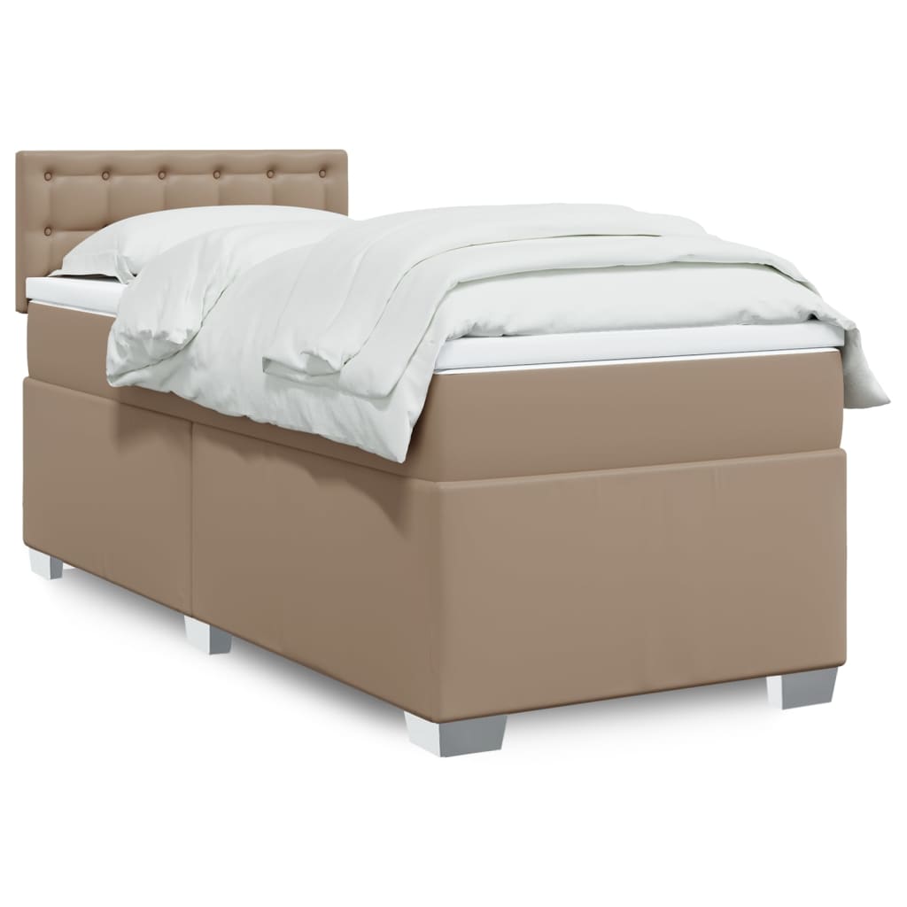 Cama com molas/colchão 90x200 cm couro artificial cappuccino