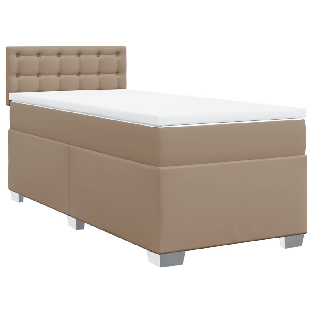Cama com molas/colchão 90x200 cm couro artificial cappuccino