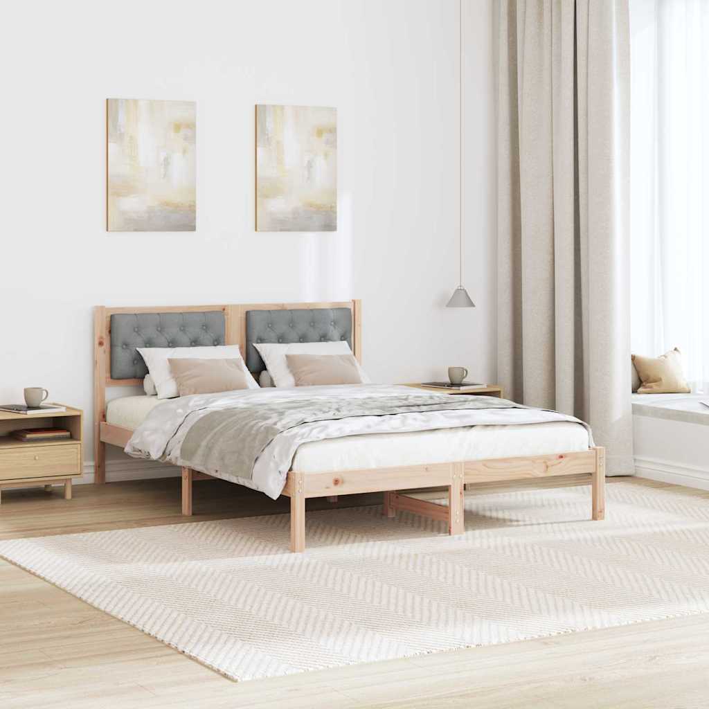Estrutura da cama com cabeceira cinzento-claro 140 x 190 cm