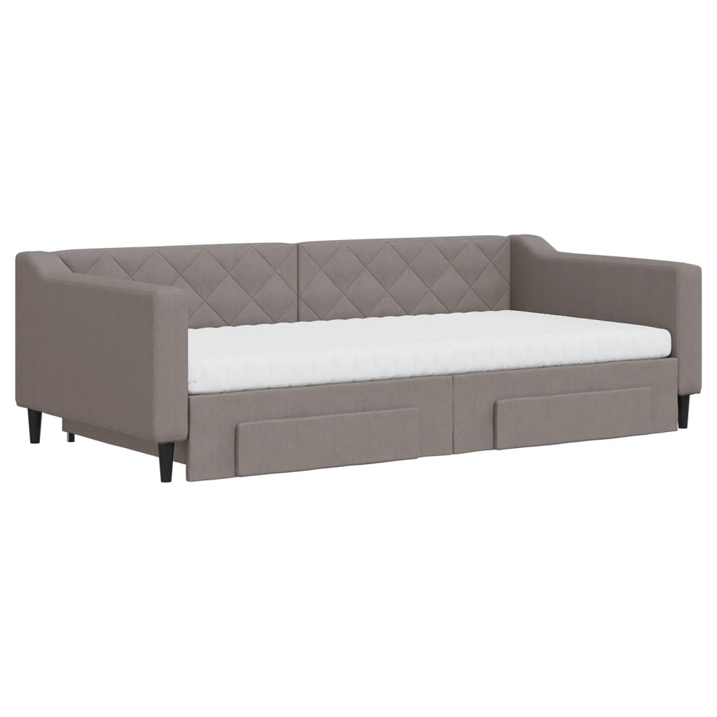 Sofá-cama c/ gavetão/gavetas 100x200cm tecido cinza-acastanhado