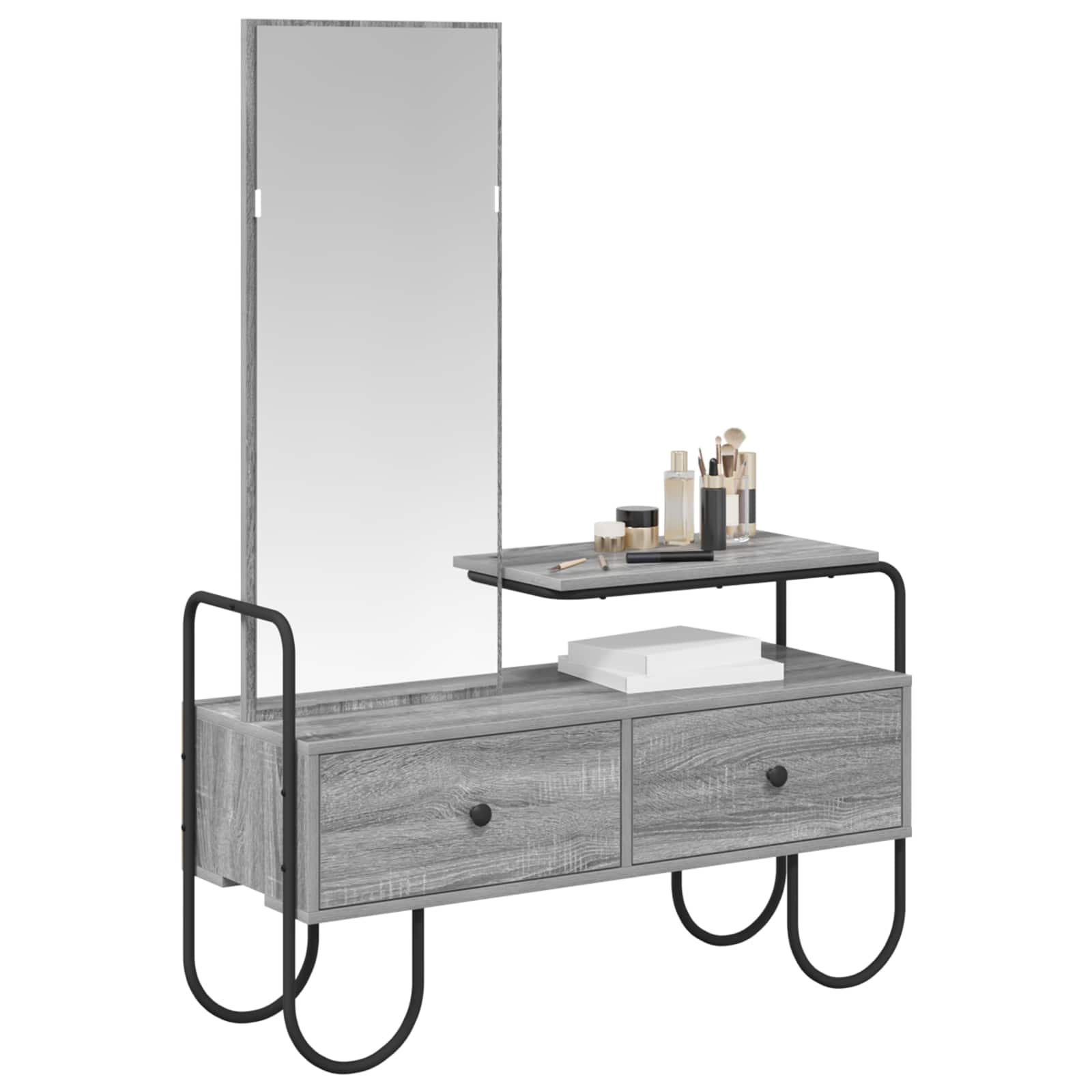 Mesa de vestir com gaveta sonoma cinzento 100 x 36,5 x 136 cm