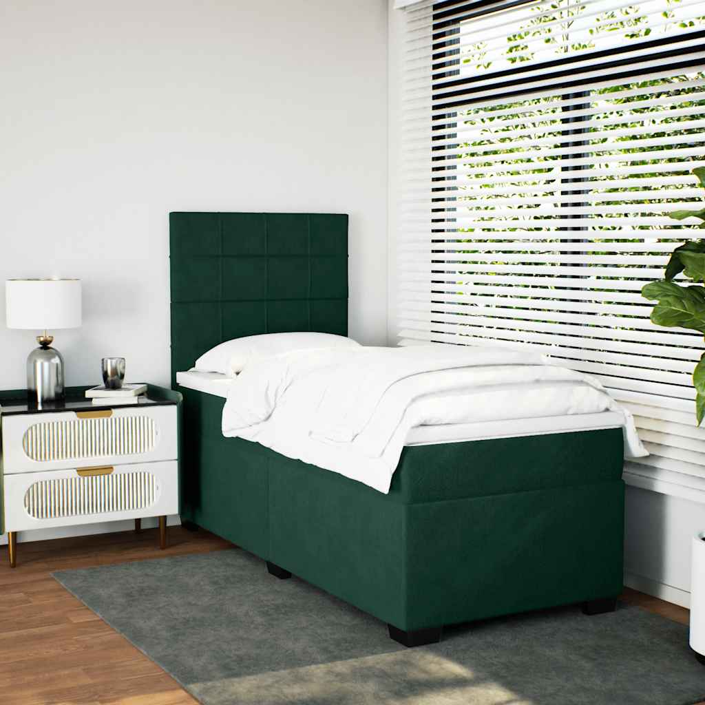 Cama com molas/colchão 80x200 cm veludo verde-escuro