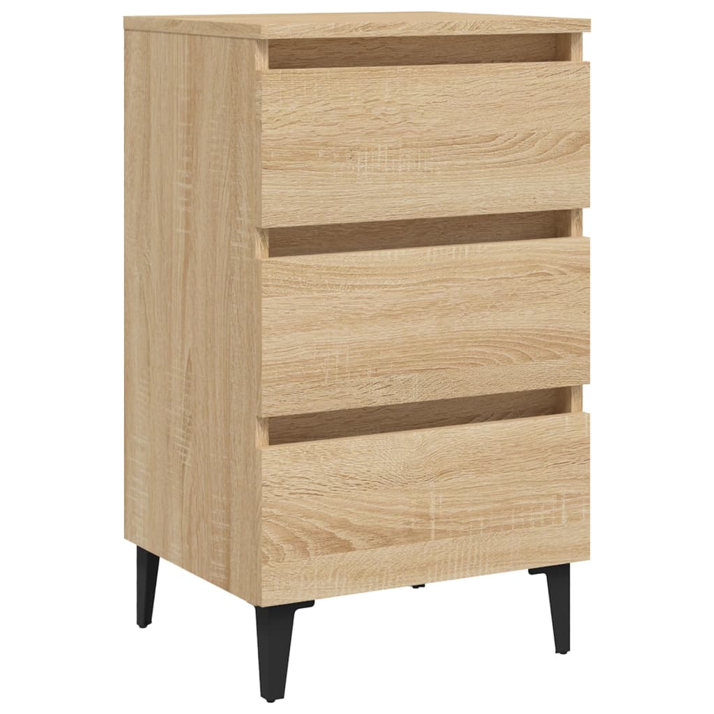 Mesa de cabeceira c/ pernas de metal 40x35x69cm carvalho sonoma