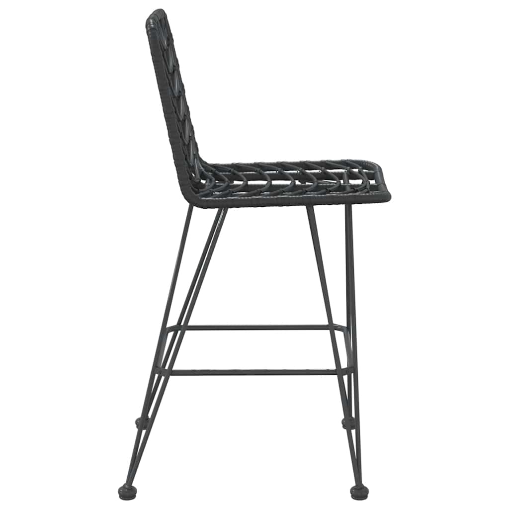 Bancos de bar 2 pcs 45x56x103,5 cm vime PE e aço preto