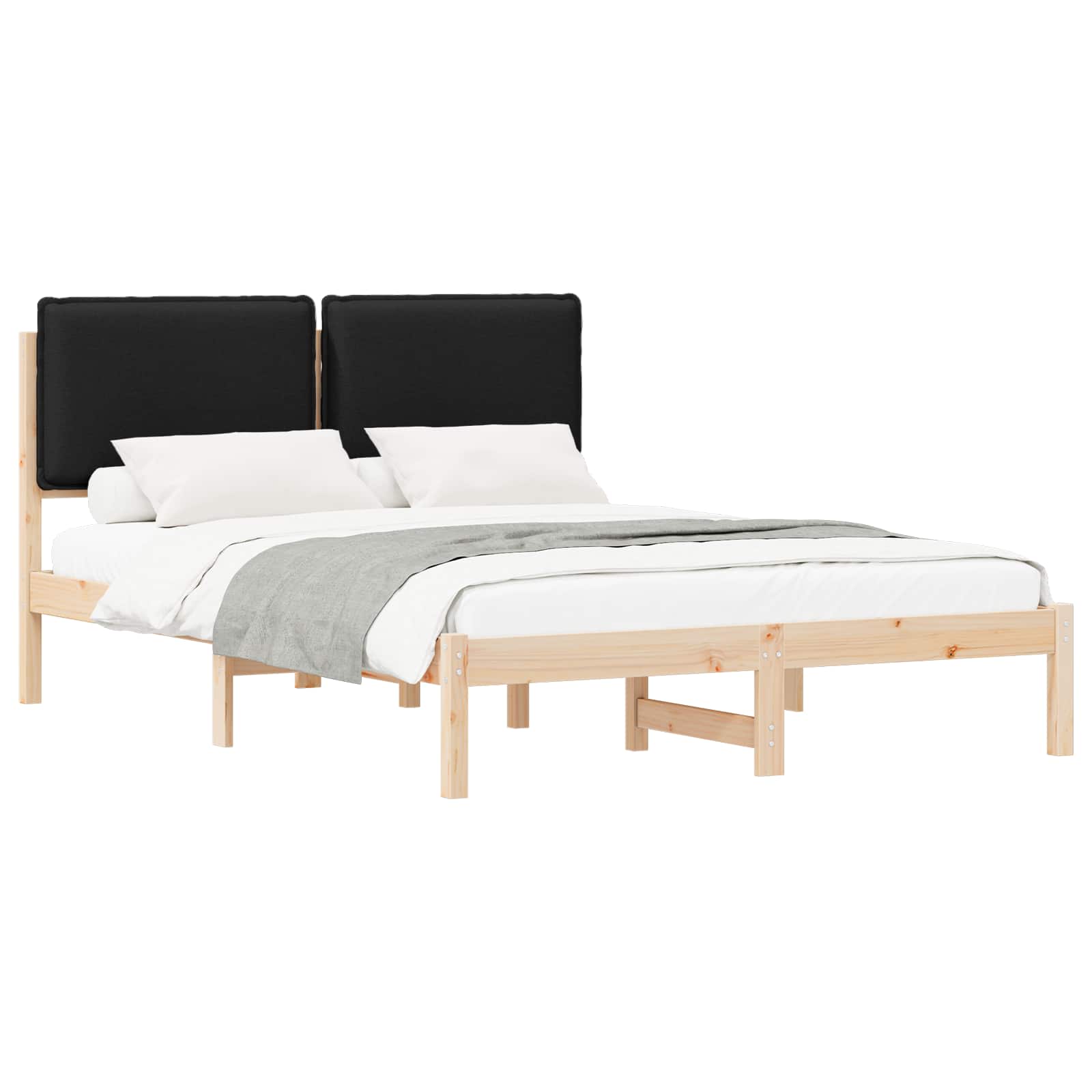 Estrutura de cama com cabeceira estofada preto 120 x 190 cm