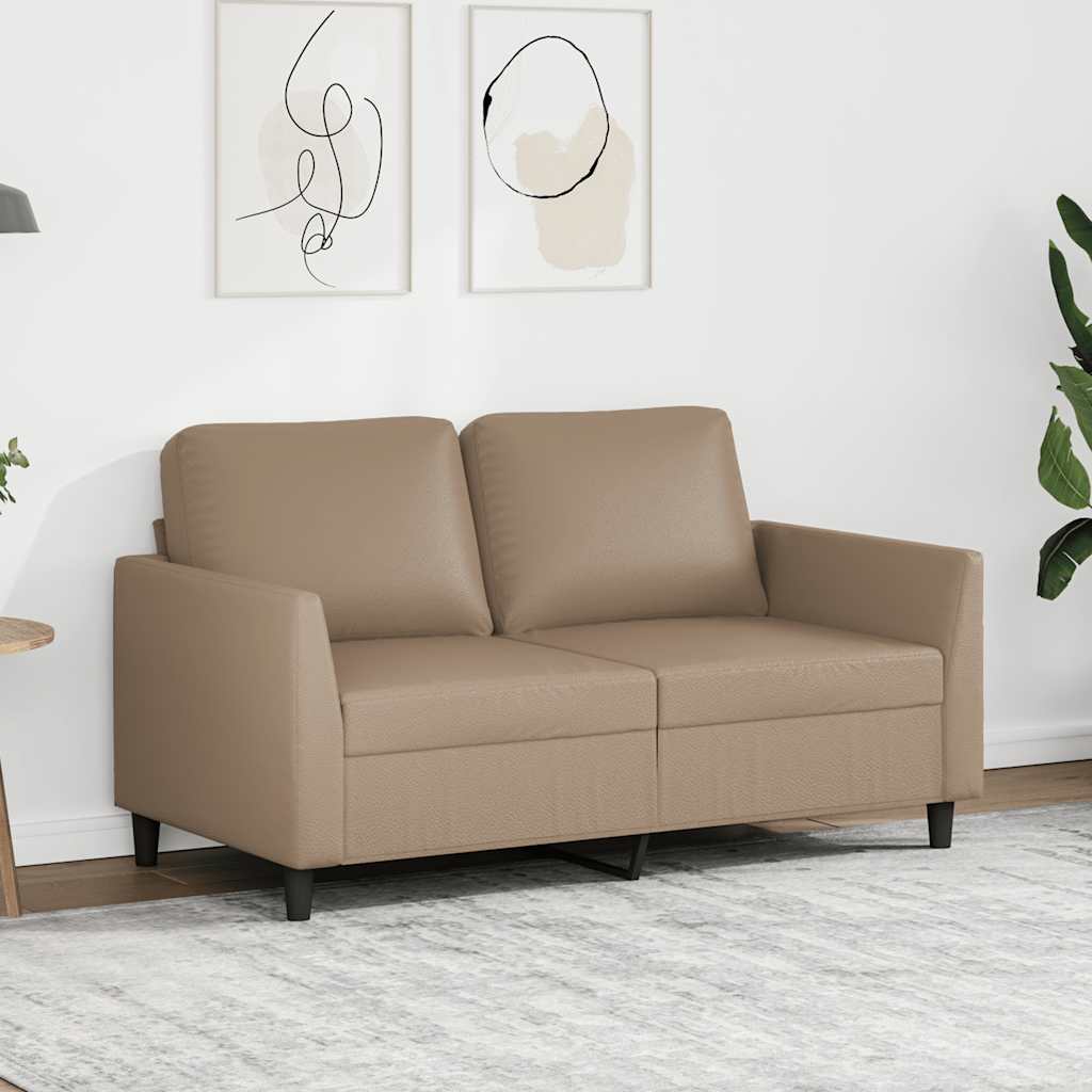Sofá de 2 lugares 120 cm couro artificial cor cappuccino