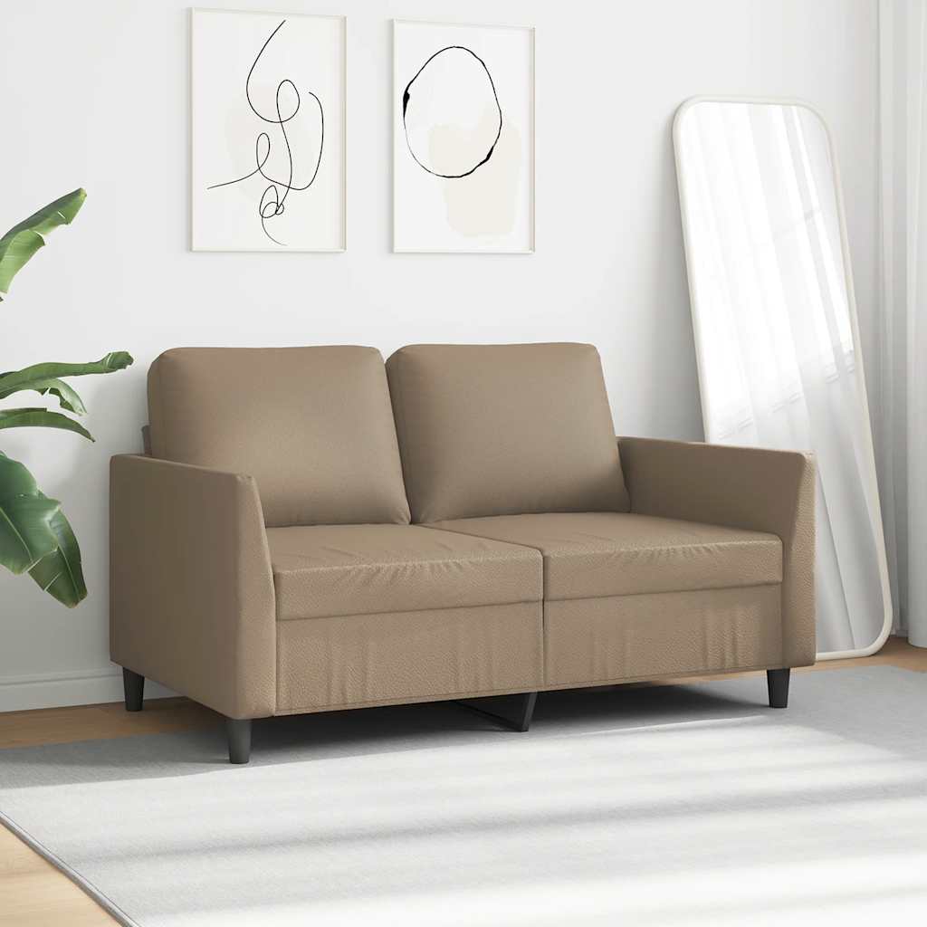 Sofá de 2 lugares 120 cm couro artificial cor cappuccino