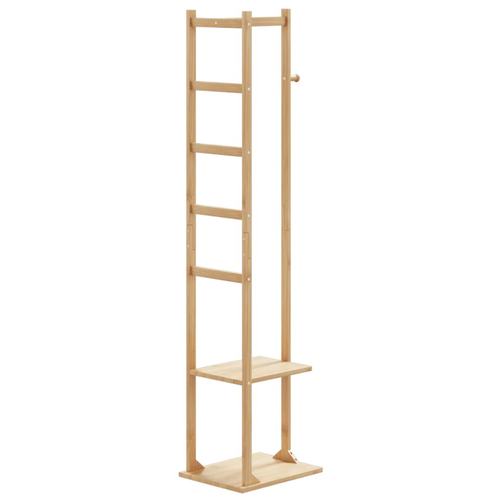 Cabide com ganchos e prateleiras 38,5x30x156 cm bambu