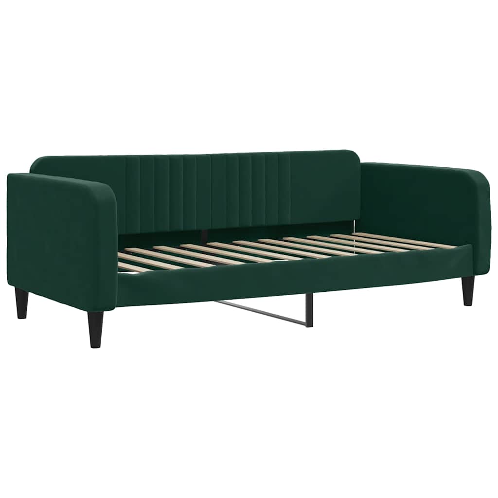 Sofá-cama com colchão 100x200 cm veludo verde-escuro